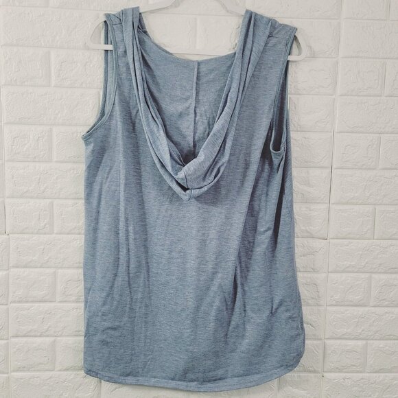 SJS Women's Love Print Sleeveless Summer Hoodie Top V-Neck Blue Size 1X - Picture 2 of 5